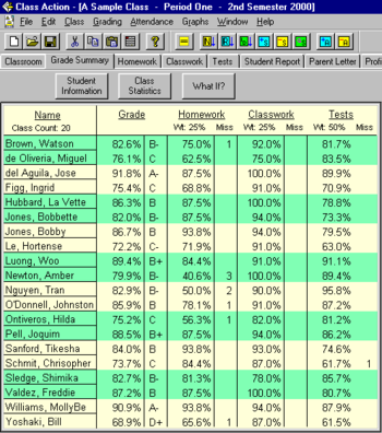 Class Action Gradebook Secondary Edition screenshot