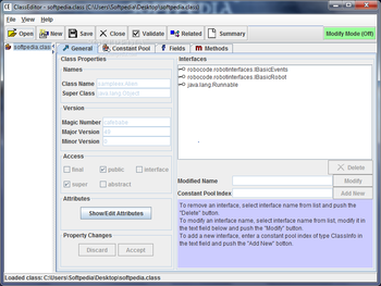 Class Editor screenshot