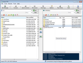 Classic FTP Free FTP Client screenshot