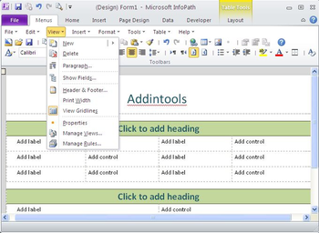 Classic Menu for InfoPath 2010 screenshot 2