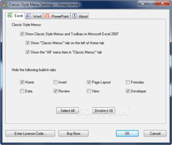 Classic Style Menus and Toolbars for Microsoft Office 2007 screenshot 7