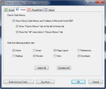 Classic Style Menus and Toolbars for Microsoft Office 2007 screenshot 8