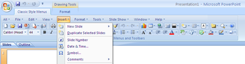 Classic Style Menus for PowerPoint 2007 screenshot