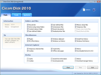 Clean Disk 2010 (formerly Disk Washer) screenshot