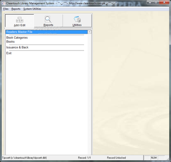 Cleantouch Library Management System screenshot