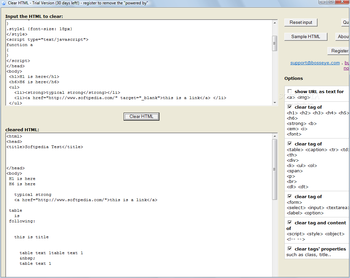 Clear HTML Tags screenshot