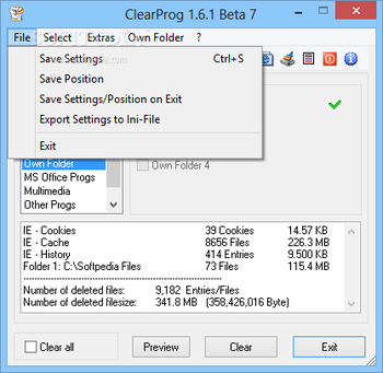 ClearProg screenshot 2