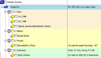 Click Shopping Organizer screenshot