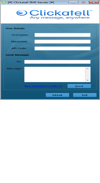 Clickatell SMS Sender screenshot
