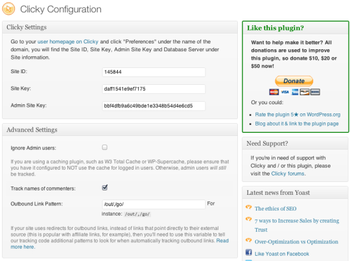 Clicky for WordPress screenshot