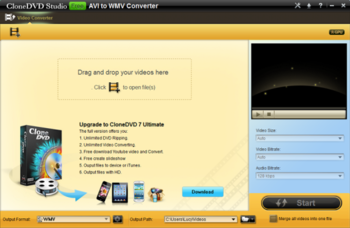 CloneDVD Free AVI to WMV Converter screenshot