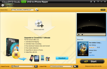 CloneDVD Free DVD to iPhone Converter screenshot