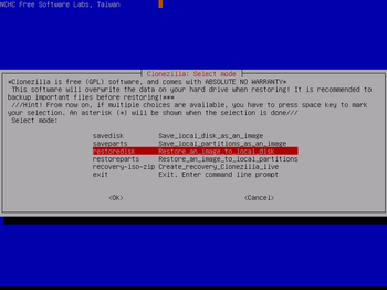 Clonezilla screenshot