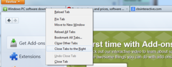 Close Tabs to the Right screenshot