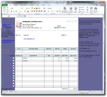 Clothing Store Invoice Template screenshot