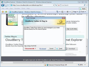 CloudBerry Twitter plug-in for IE screenshot 2