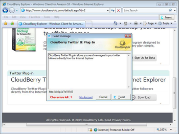 CloudBerry Twitter plug-in for IE screenshot 3