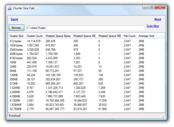 Cluster Size Calculator screenshot