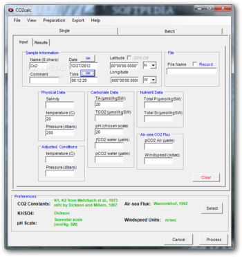 CO2calc screenshot