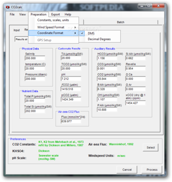 CO2calc screenshot 2