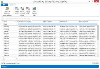 Cobynsofts AD Bitlocker Password Audit screenshot