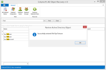 Cobynsofts AD Object Recovery screenshot