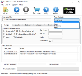 Cocosenor Access Password Tuner screenshot