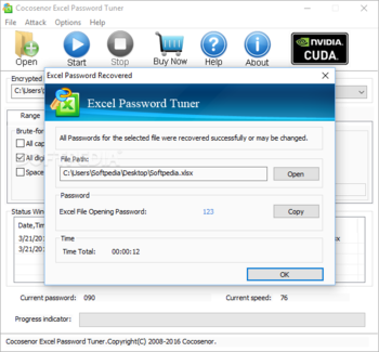Cocosenor Excel Password Tuner screenshot 2