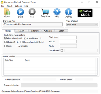 Cocosenor Outlook Password Tuner screenshot