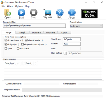 Cocosenor RAR Password Tuner screenshot