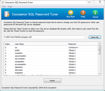 Cocosenor SQL Password Tuner screenshot