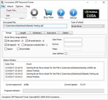 Cocosenor ZIP Password Tuner screenshot 2