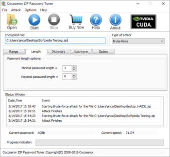 Cocosenor ZIP Password Tuner screenshot 5