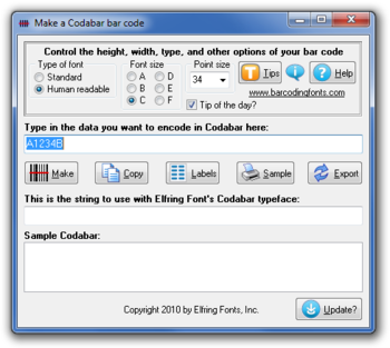 Codabar screenshot