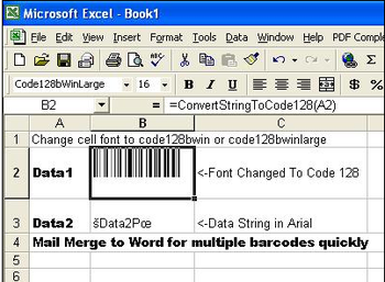 Code 128 Barcode Add In For Excel screenshot