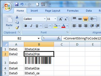 Code 128 Excel Add In screenshot