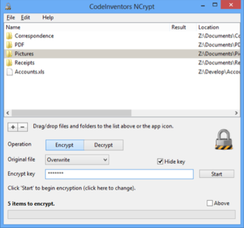 CodeInventors NCrypt screenshot 2