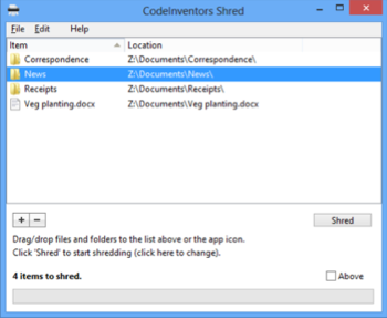 CodeInventors Shred screenshot 2