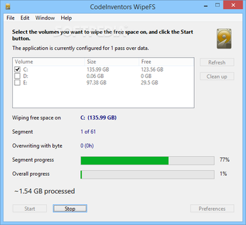 CodeInventors WipeFS screenshot 2