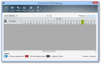 CodeTwo Out Of Office Manager screenshot