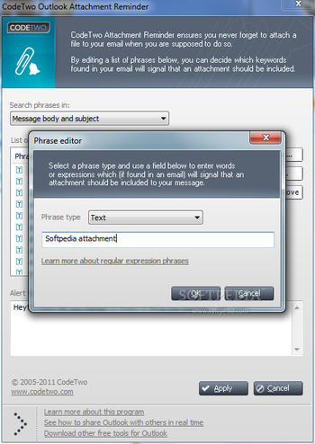 CodeTwo Outlook Attachment Reminder screenshot 2