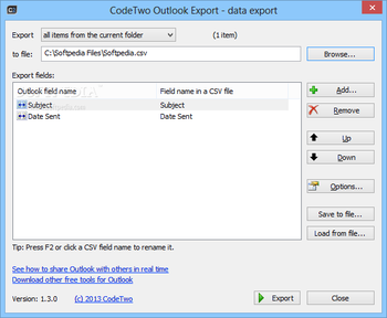 CodeTwo Outlook Export screenshot 2