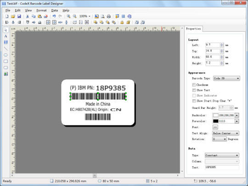 CodeX Barcode Label Designer screenshot