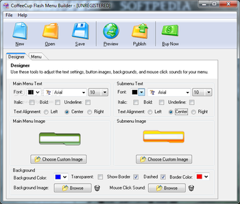 CoffeeCup Flash Menu Builder screenshot