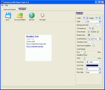 CoffeeCup RSS News Flash screenshot
