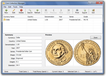 Coin Collection Manager screenshot