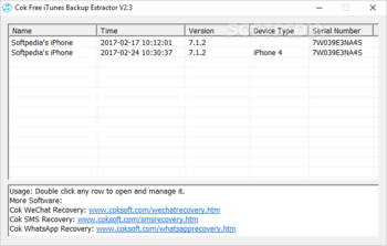 Cok Free iTunes Backup Extractor screenshot