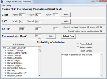 College Admissions Predictor screenshot