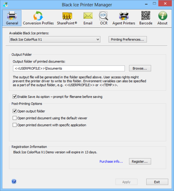 ColorPlus X1 Printer Driver for Windows Servers and Citrix screenshot