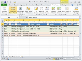 Combine Rows Wizard for Microsoft Excel screenshot